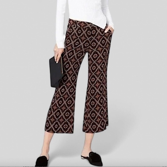 A.L.C. Felix Silk Medallion Print Cropped Flare Pants - Picture 1 of 14